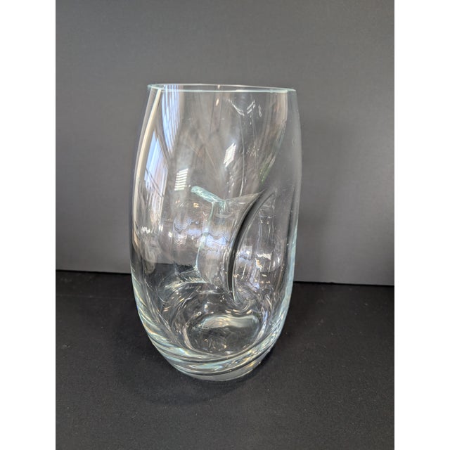Glass Crystal Vase, Modern, Jeff Leatham, Heavy, Hole in Center, 2010's. Mint For Sale - Image 7 of 8
