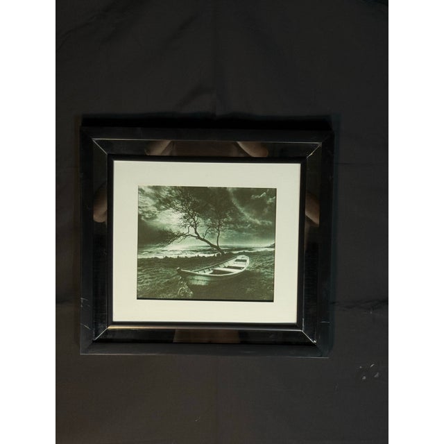 Framed Black and White Boat Photograph With Mirrored Frame For Sale In Miami - Image 6 of 9