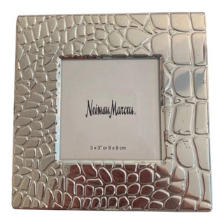 Croc Embossed Silver Vintage Neiman Marcus Picture Frame For Sale