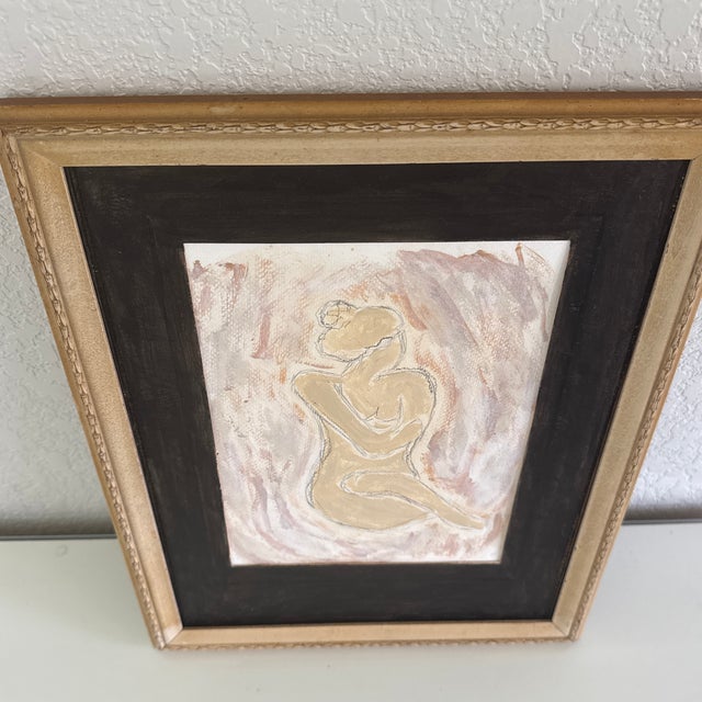 2020s Original Abstract Figurative Acrylic and Charcoal Painting Matted and Framed For Sale - Image 5 of 6