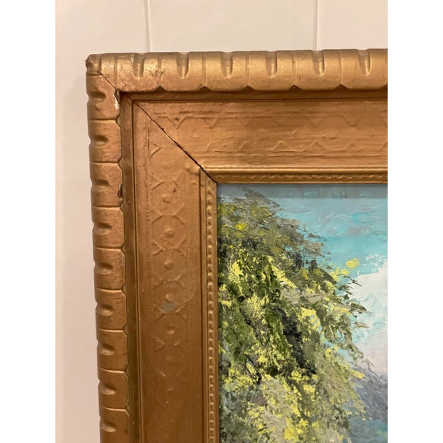 Vintage American Impressionist Original Oil Painting Pink Trees Lakeside Cottage Floral Forest For Sale In Nashville - Image 6 of 9