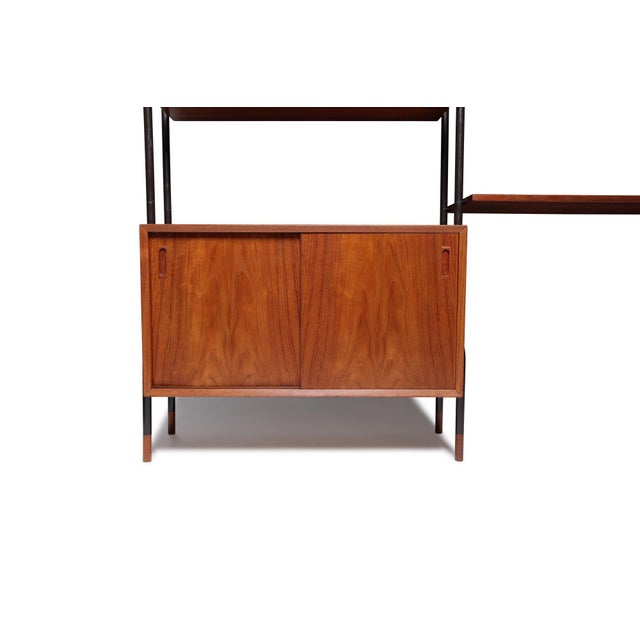 Wood Mid 20th Century Danish Modern Teak Free-Standing Wall Unit With Bar by Lyby Møbelfabrik For Sale - Image 7 of 18