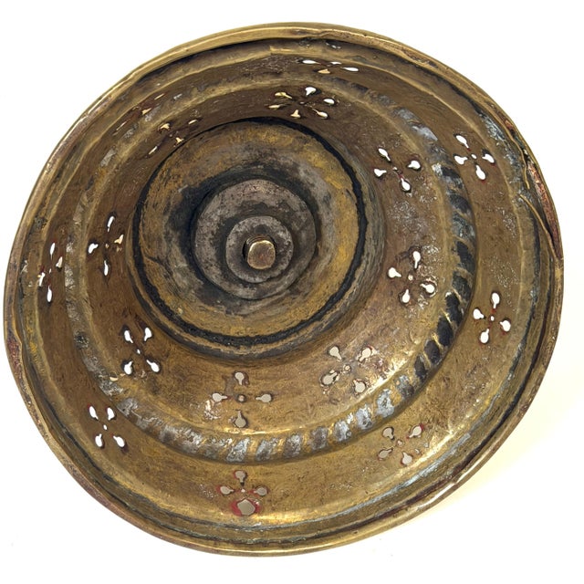 18th Century Large Dutch Baroque Engraved & Pierced Brass Chamber Candlestick Ventilated Base For Sale - Image 5 of 18