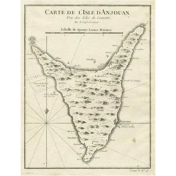 Antique Map of Anjouan or Ndzuani, 1748 For Sale - Image 6 of 6