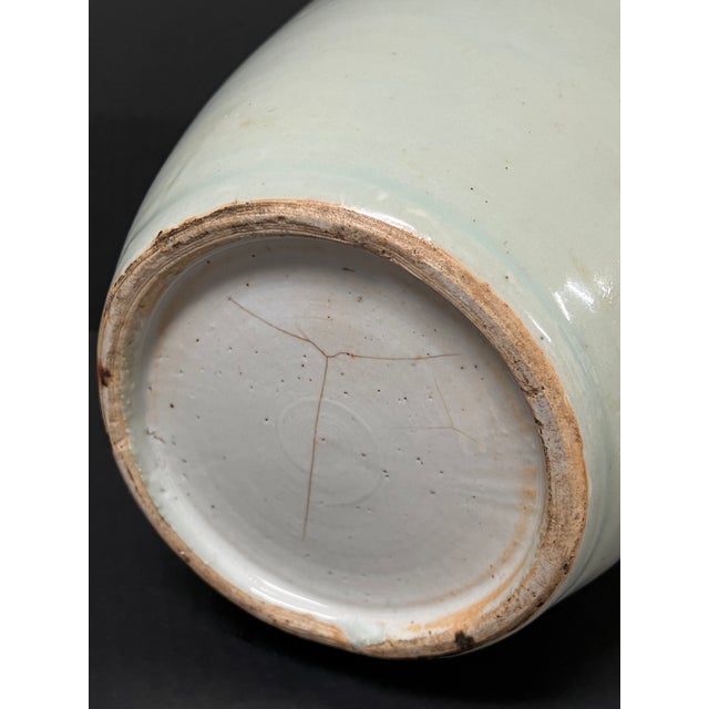 Ceramic Late 20th Century Chinese Art Celadon and Blue Porcelain Vase For Sale - Image 7 of 7