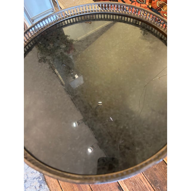 Traditional Traditional Black Marble Top Round End Table With Brass Gallery For Sale - Image 3 of 9