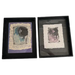 Sierra V, Crumpled Paper in the Style of Ladislas Kijno, 1970s, Paper Artworks, Framed, Set of 2