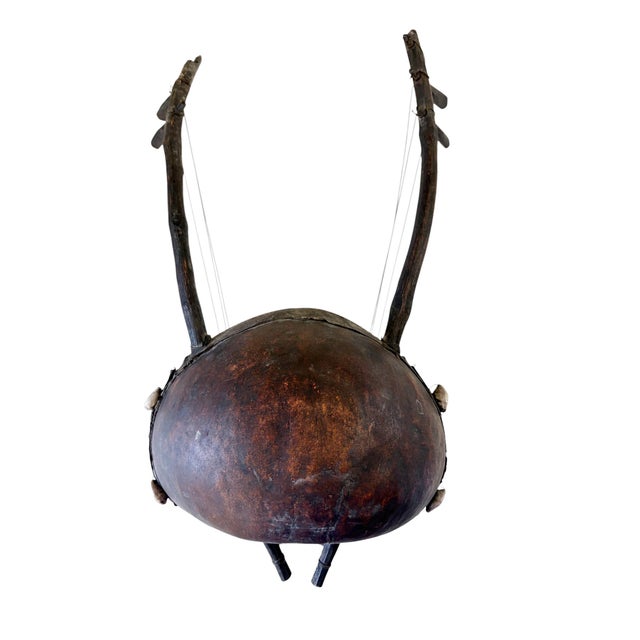 African Vintage Traditional African Bolon or Calabash Gourd Guitar. 17" H For Sale - Image 3 of 9