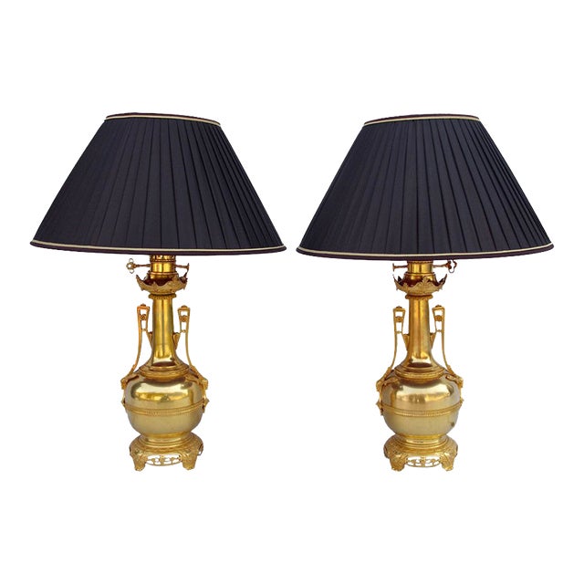 Gilt Brass and Bronze Bottle-Shaped Lamps, 1880s, Set of 2 For Sale