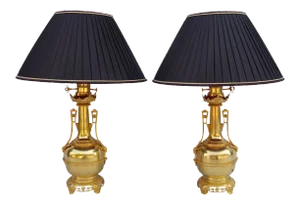 Gilt Brass and Bronze Bottle-Shaped Lamps, 1880s, Set of 2