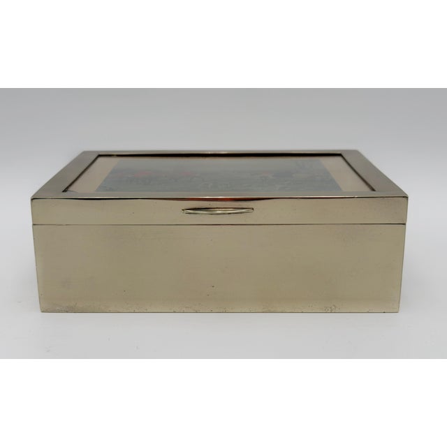 Mid 20th Century Vintage English Hunt Scene Silver Plate and Glass Humidor or Trinket Box For Sale - Image 5 of 12