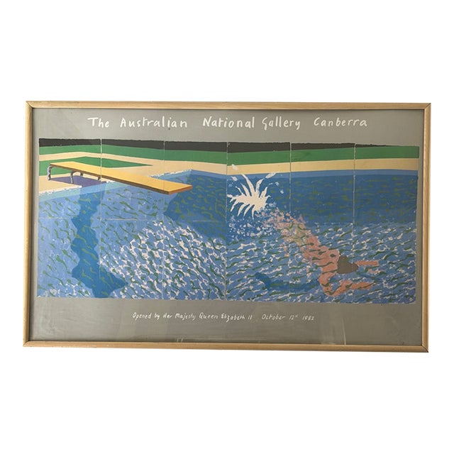 1982 Large David Hockney, ‘A Diver From Paper Pools’ Exhibition Poster For Sale