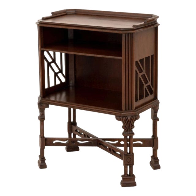 Neoclassical Style Walnut Side Table Bookcase For Sale