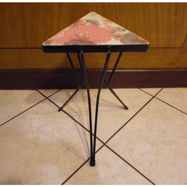 1970s Pastel-Toned Tripod Side Table with Hairpin Legs, 1970s For Sale - Image 5 of 11