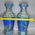 Pair of Chinese Hexagonal Blue Ground Famille Rose Peacock & Bird Porcelain Vases, Chinoiserie Decor Vessels For Sale - Image 9 of 9