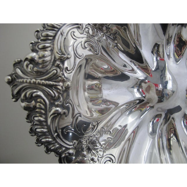 Elegant sterling silver bowl by Alvin silver company. Six scooped sides with ornate scroll, feather, floral, and bead...
