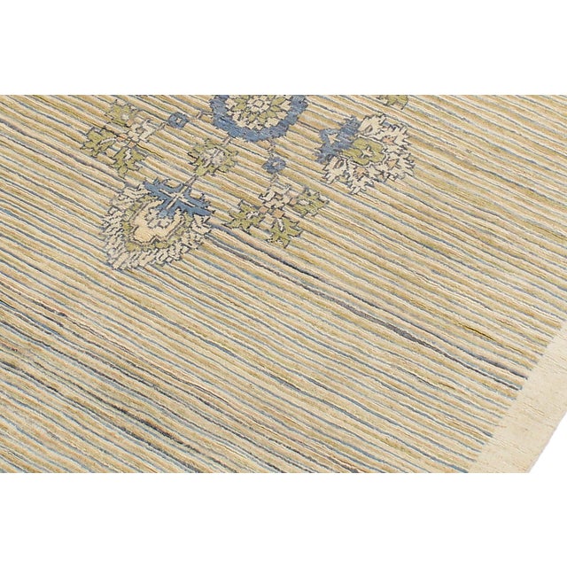 Boho Chic Gabbeh Beige/Blue Wool Rug - 4'7'' X 6'4'' For Sale - Image 4 of 10