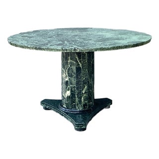 Vintage Green Marble Pedestal Table For Sale