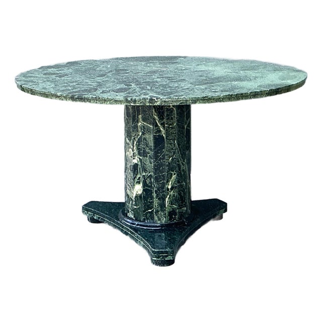 Vintage Green Marble Pedestal Table For Sale