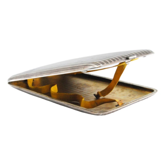 Silver Cigarette Case with Fluted Bands For Sale
