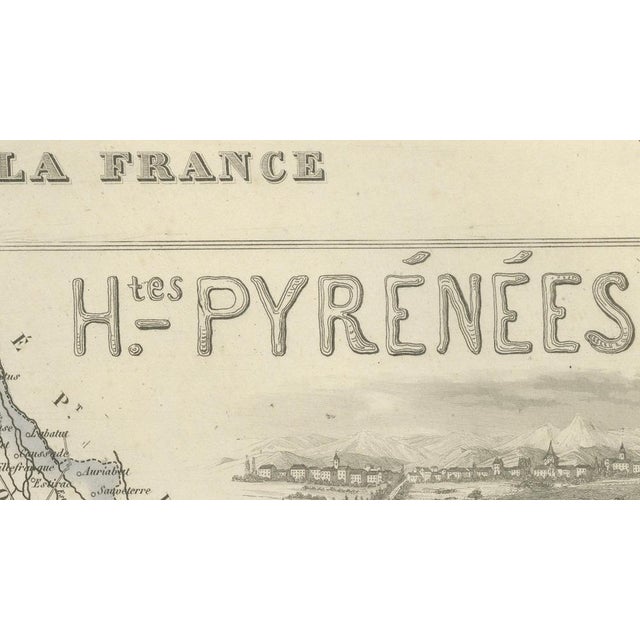 Antique Map of Hautes-Pyrénées by Vuillemin, France, 1850 For Sale - Image 12 of 13