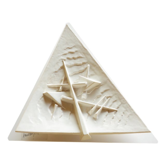 Italian White Ceramic Sculpture Plate by Arnaldo Pomodoro for Rossicone, 2004 For Sale