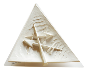 Italian White Ceramic Sculpture Plate by Arnaldo Pomodoro for Rossicone, 2004