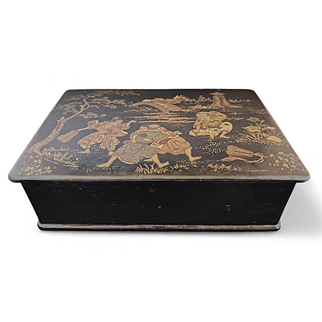 Black Napoleon III Japanese-Style Lacquered Letter Box For Sale - Image 8 of 8