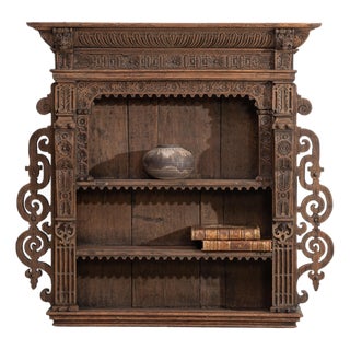 19th Century Belgium Renaissance Brown Wood Bookcase For Sale