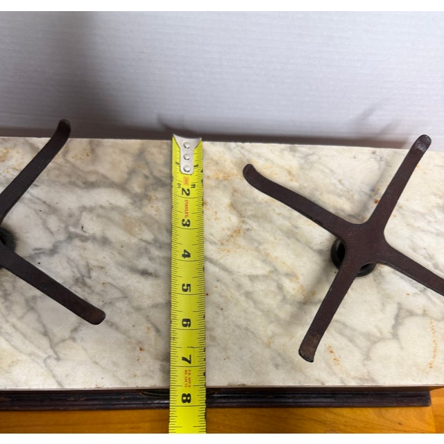 Art Deco Antique Balance Scale W /Wood and Marble Base For Sale - Image 3 of 5