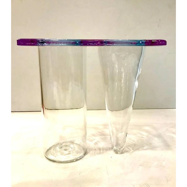 Leucos, 1980s Menphis Stile Double Glass Vase For Sale - Image 9 of 11