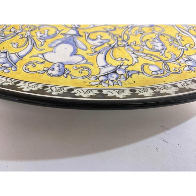Ceramic Large 20th Century Ceramic Dish in Yellow and Blue from C.Lombardo, Italy, 1960s For Sale - Image 7 of 14