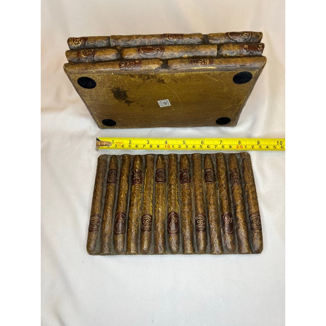 Brown Vintage Cigar Covered Box For Sale - Image 8 of 11