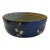 Vintage Hand-Thrown Studio Pottery Cobalt Blue Botanical Stoneware Bowl For Sale
