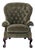 1990s Thomasville Olive Green Tufted Lounge Chair With Carved Wooden Legs For Sale