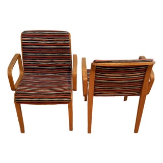Pair 1970s Bill Stephens for Knoll Bent Wood Armchair; 2 Pairs Available For Sale