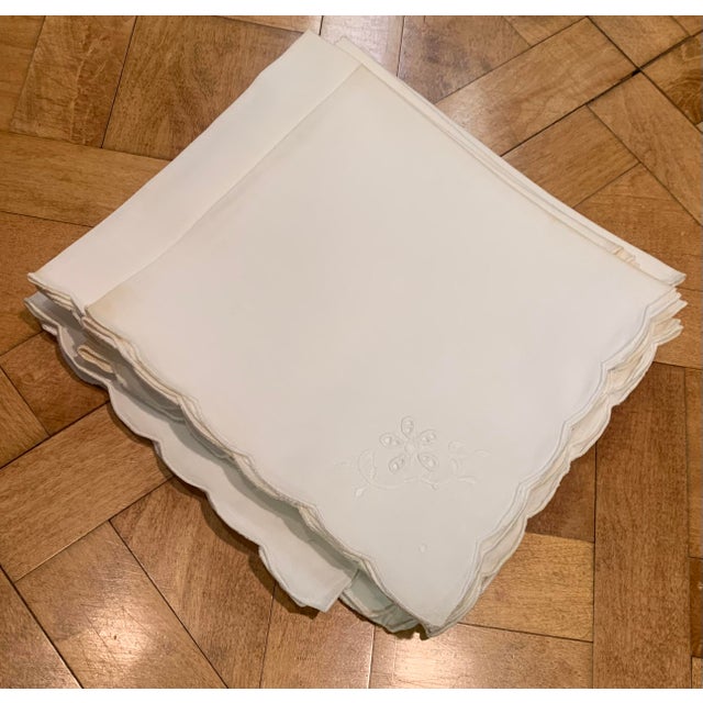 Antique Embroidered Dinner Napkins, set of 12