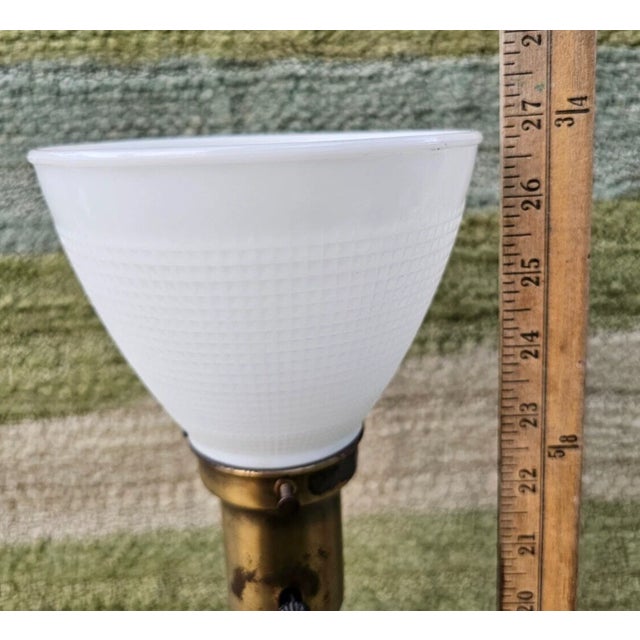 Brown Vintage Rembrandt Mid Century Modern Wood & Metal Torchiere Table Lamp For Sale - Image 8 of 8