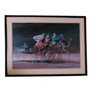 Vintage Large Print Riders on Camels "Cairo" by Carl Owens For Sale