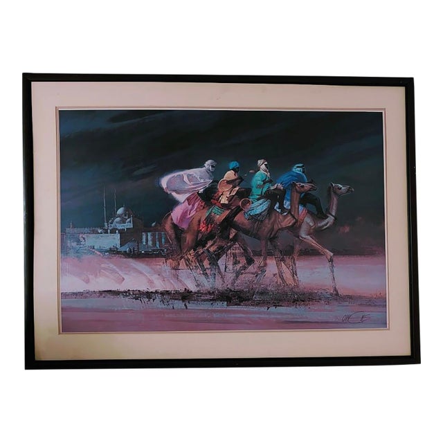 Vintage Large Print Riders on Camels "Cairo" by Carl Owens For Sale