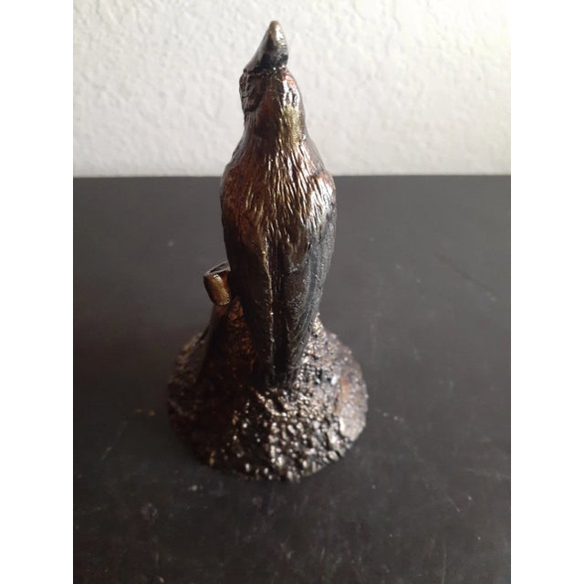 Art Nouveau 1950s Solid Bronze Bird on Bell Figurine For Sale - Image 3 of 6