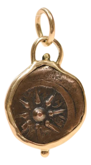 Widow's Mite Prutah [Coin] Pendant Trimmed W/ 18k Gold
