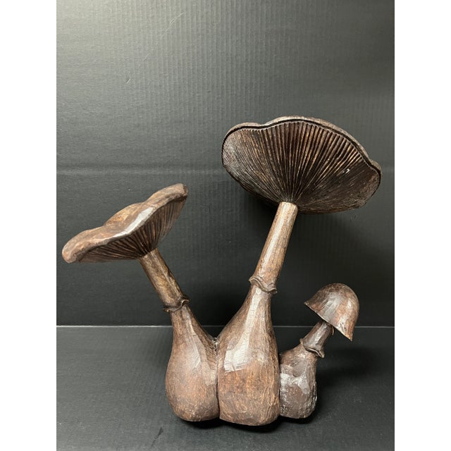 Vintage Carved Solid Wood Mushroom Sculpture For Sale - Image 10 of 10