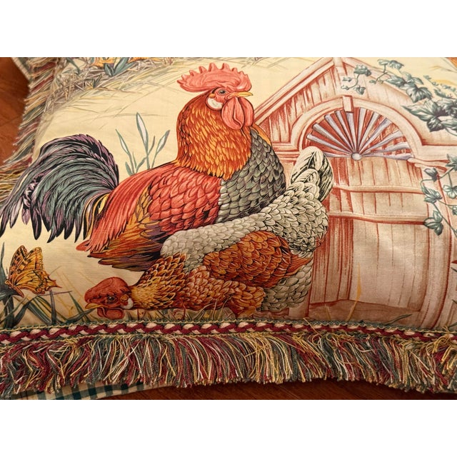 2000 - 2009 Rooster Chicken Large 24" Square Custom Made French Country Style Throw Decor Pillow For Sale - Image 5 of 12