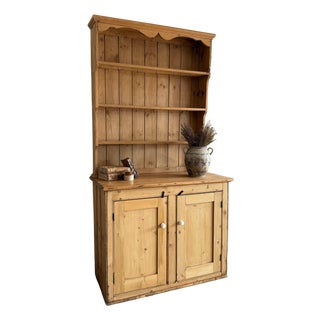 English Pine Stepback Hutch For Sale