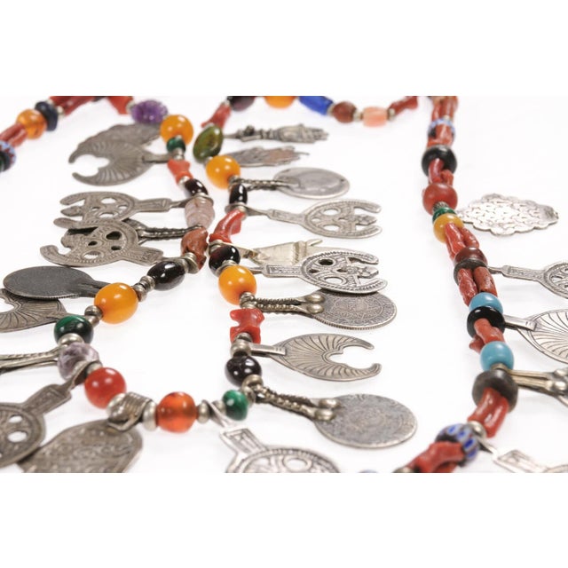 Early 20th Century Early 20th Century Charms, Coral and Silver Moroccan Necklace For Sale - Image 12 of 12