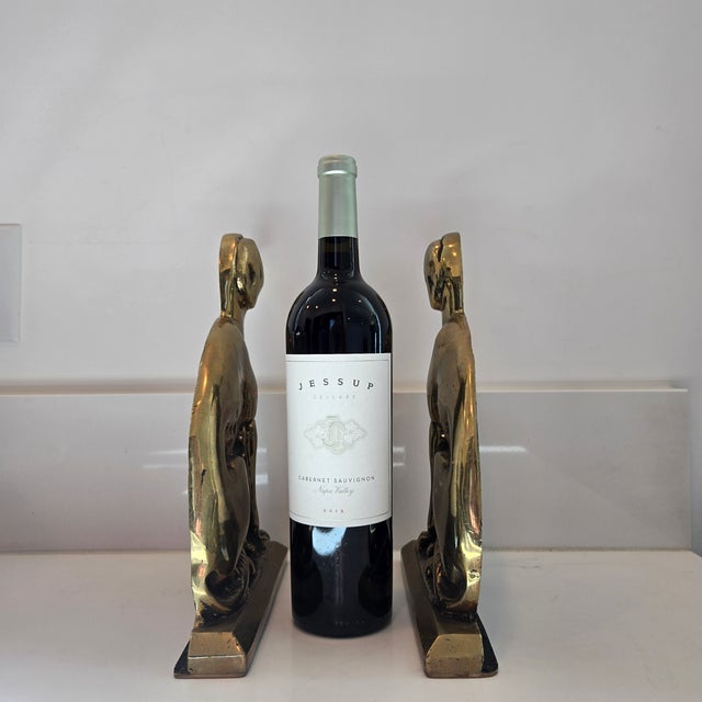 Victorian Vintage Heavy Brass and Cast Iron Seated Hunting Dog Bookends / Doorstops - Pair For Sale - Image 3 of 12