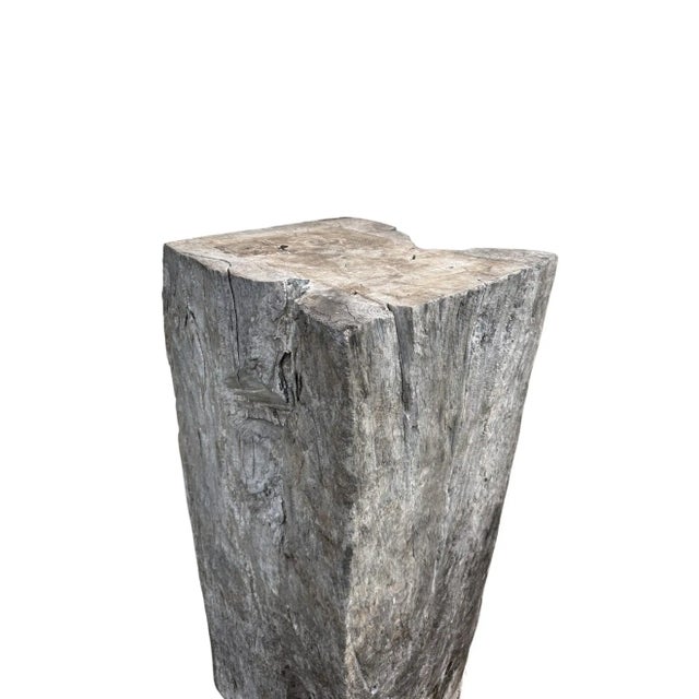 Brown Solid Teak Wood Pedestal, Wonderful Age Related Patina, Modern Organic For Sale - Image 8 of 11
