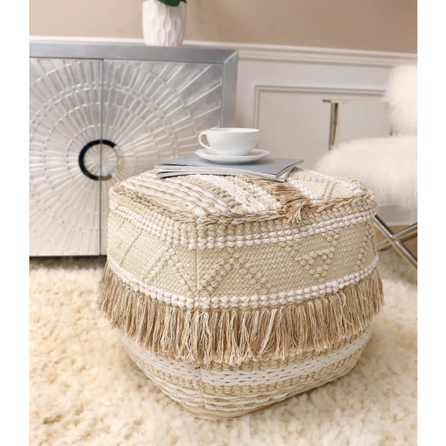 Pasargad Home Grandcanyon Collection Cotton Pouf For Sale In New York - Image 6 of 10