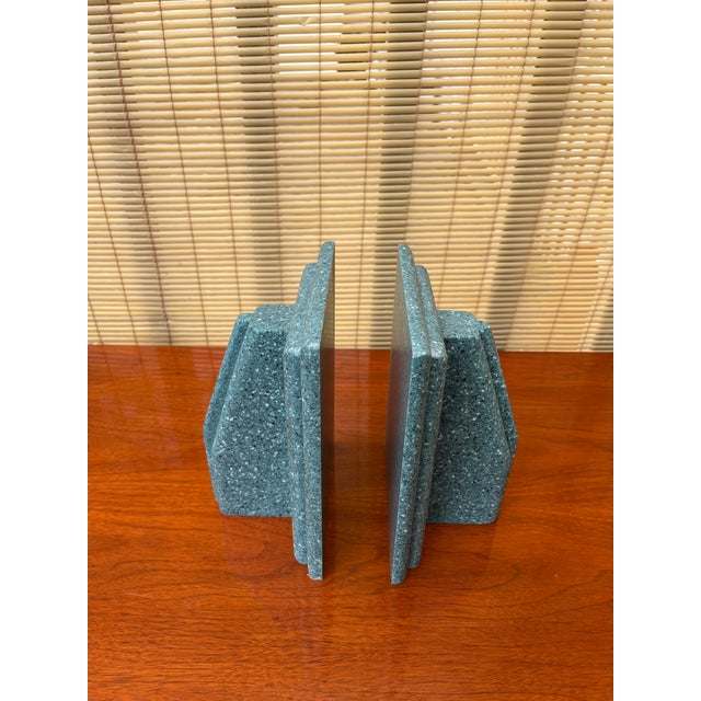 1980s Vintage Faux Granite Stone Postmodern Handcrafted Bookends. Circa 1980s For Sale - Image 5 of 14